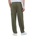 thumbnail image 3 of Pinspark Men's Baggy Cargo Sweatpants Open Bottom Straight Leg Loose Fit Drawstring Waist Deep Pockets, 3 of 6