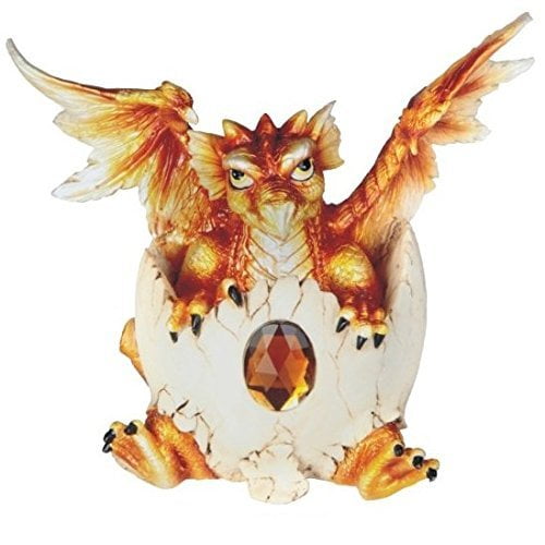 November Birthstone Dragon Egg Statue 4.25"Tall Orange Topaz Dragon Hatchling