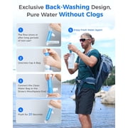 Waterdrop Gravity Water Filter Straw, Camping Water Filtration System, Water Purifier Survival for Travel, Backpacking and Emergency Preparedness, 1.5 gal Bag, 0.1 Micron, 5 Stage Filtration, Blue