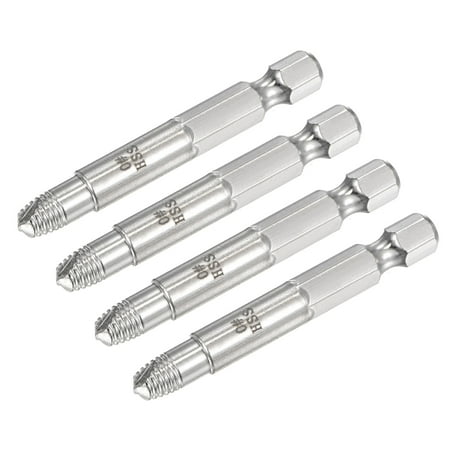 

Uxcell #0 1/4 Hex Shank Chrome Plated High Speed Steel Damaged Screw Extractor 4 Pack