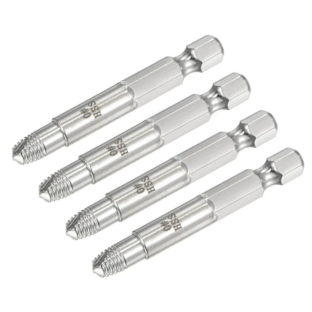 Unique Bargains #0 1/4' Hex Shank Chrome Plated High Speed Steel Damaged Screw Extractor 4 Pack