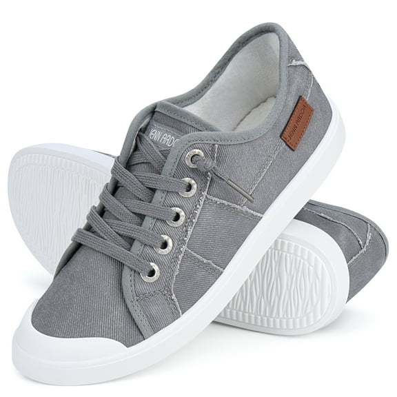 JENN ARDOR Women Canvas Shoes Running Walking Flats Slip on Sneakers Fashion Platform Non Slip Athletic Shoes