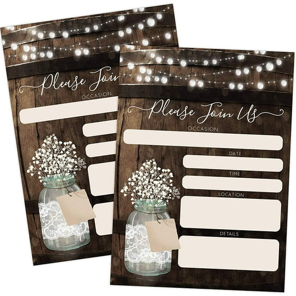 Rustic Country Wood Barrel Invitations, Elegant Invites for Various Occasions