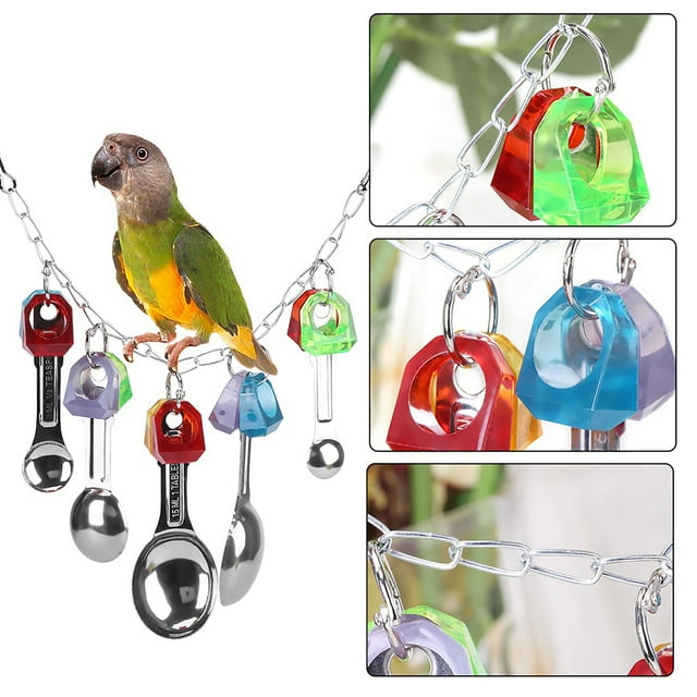 Juguete Para Masticar Loros, Decoración Colgante De Jaula De Pájaros De Plástico Con Cadena De Metal Fuerte, Para Loros De Pecho Grande Gris Africano Alexander Para Liberar