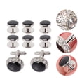 thumbnail image 3 of BRIGHTFUFU 8pcs Rhinestones Gematlinks Studs Accesorios de disfraces para camisas Trajes de negocios Boda, 3 of 7