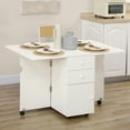 thumbnail image 2 of HOMCOM Table à manger pliante pour petits espaces avec 2 tiroirs, blanc, 2 of 10