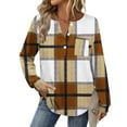 thumbnail image 7 of Ashirexll Womens Long Sleeve Shirts Casual Winter Tops Plaid Button Down V-Neck Pullover Blouse Loose, 7 of 7