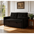 thumbnail image 3 of BSHTI3 in 1 Convertible Sofa Bed, Modern Pull Out Couch Sleeper Bed with Adjustable Backrest, Velvet Loveseat Couch with Pillows & Pockets for Living Room Apartment – Black, 3 of 9