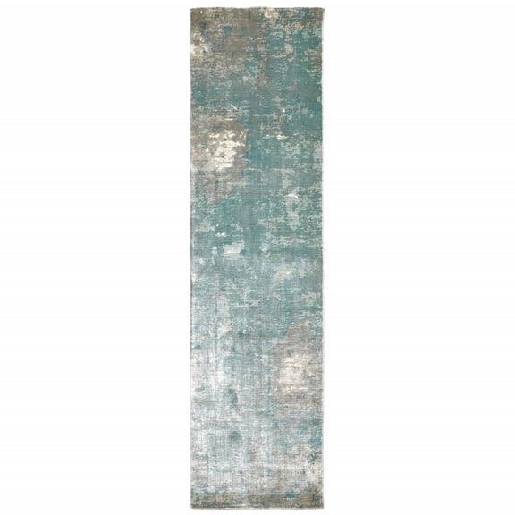 3â€™ x 10â€™ Blue and Gray Abstract Pattern Indoor Runner Rug
