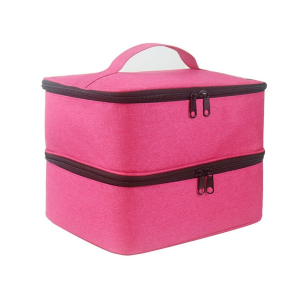 Caja de Bolsa de Almacenamiento Portátil de Esmalte de Uñas en Gel, Capacidad de 30 Botellas con Lámpara para Hornear, Organizador de Compartimiento Doble Grande para Herramientas de Uñas Y Accesorios
