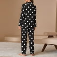 thumbnail image 4 of ShomPort 2 Piece Sleepwear for Womens Polka Dot Printed Long Sleeve Button Up Lapel Loungewear Soft Casual Chest Pocket Pajamas, 4 of 6