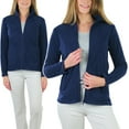 thumbnail image 5 of ToBeInStyle Women's High Collar Polar Fleece Long Sleeve Jacket - Navy - Large, 5 of 7