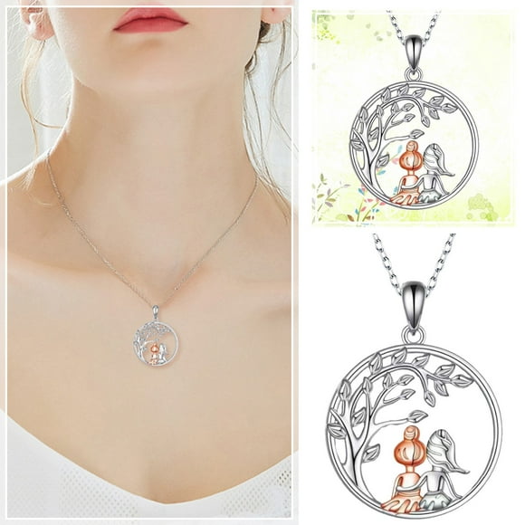 Silver Tree of Life Pendant Necklace for Sister Birthday Women Girls Daughter Jewelry Present