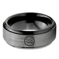 thumbnail image 2 of Tungsten Horoscope Aquarius Band Ring 8mm Men Women Comfort Fit Black Step Bevel Edge Brushed Gray Polished, 2 of 4