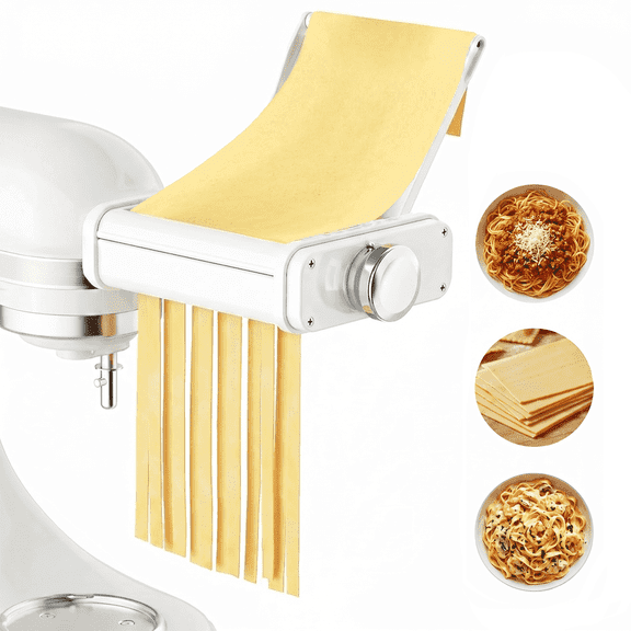 TOCOKEID 3-in-1 Pasta Maker Attachment for KitchenAid Stand Mixers, Pasta Roller Attachment with 8 Thickness Settings & Anti-Jam Guide Plate