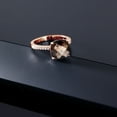 thumbnail image 4 of Gem Stone King 18K Rose Gold Plated Silver Cushion Checkerboard Brown Smoky Quartz Ring for Women | 3.97 Cttw | Gemstone Birthstone | Available in Size 5, 6, 7, 8, 9, 4 of 5