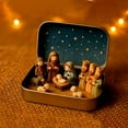 thumbnail image 6 of Vggrvlo Mini Christmas Nativity Set in A Tin Box Portable 3D Scene Decoration Set with Resin Holy Family Sheep and Jesus Figurines Pocket Nativity Scene Carry The Story of Christmas for Desk Home, 6 of 7
