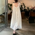 thumbnail image 7 of Fengqque Women's Summer Maxi Dress Round Neck Sleeveless Bohemian Spaghetti Strap Long Maxi Dress Beige L(L), 7 of 7