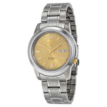 Seiko Men's 5 Automatic Watch - White/Silver Dial with Gold-Tone ...