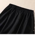 thumbnail image 4 of Diufon Cotton Linen Womens Skirts Solid Color Button Skirts Elastic Waist Skirts with Pockets, 4 of 7