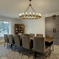 thumbnail image 4 of Farmhouse Wagon Wheel Chandelier, 20-Light Rustic Wood Round Pendant Light, 47.2-Inch Diameter for Dining Room, Kitchen, Foyer Entryway, 4 of 10