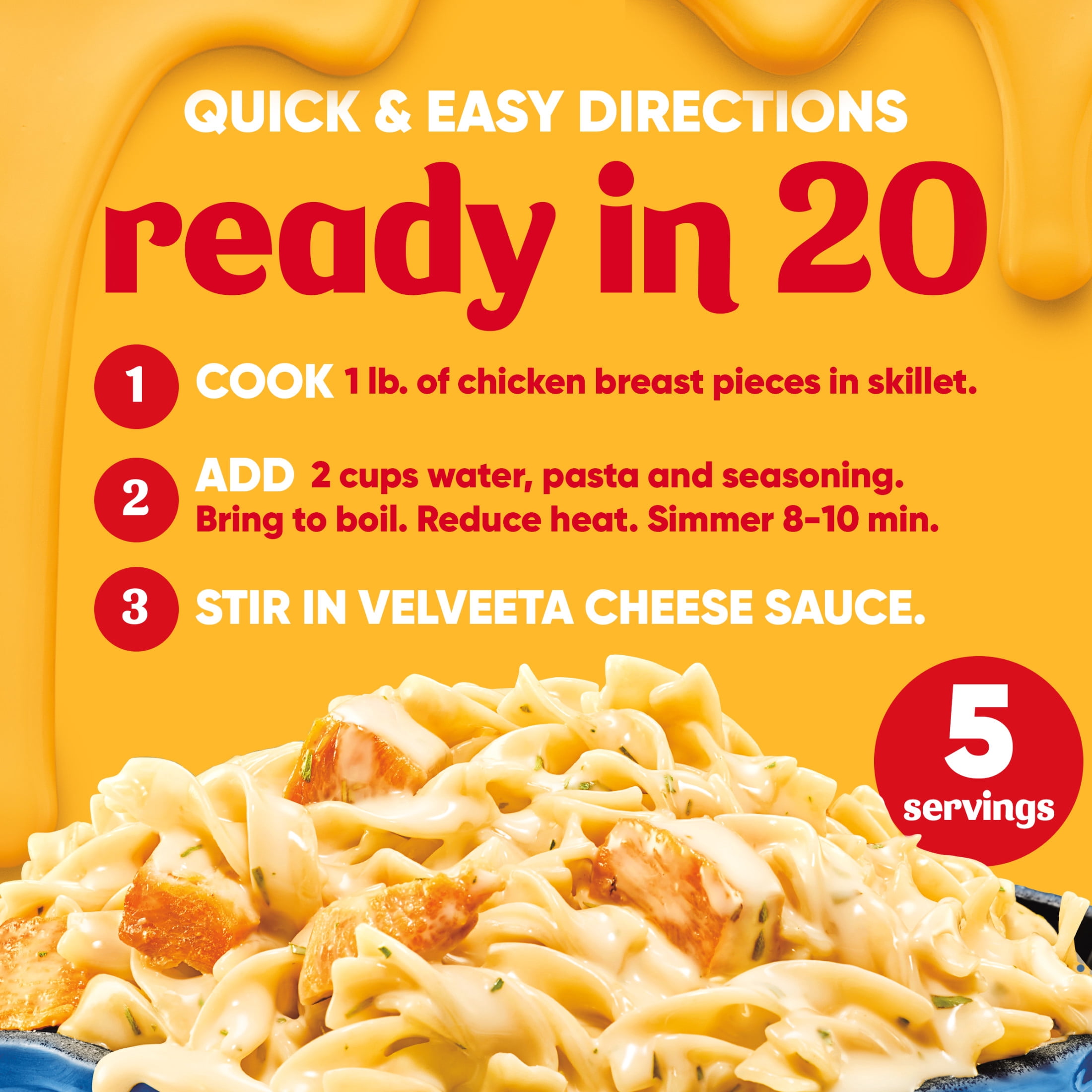 (6 pack) Velveeta Skillets Chicken Alfredo One Pan Dinner Kit, 12.5 oz Box