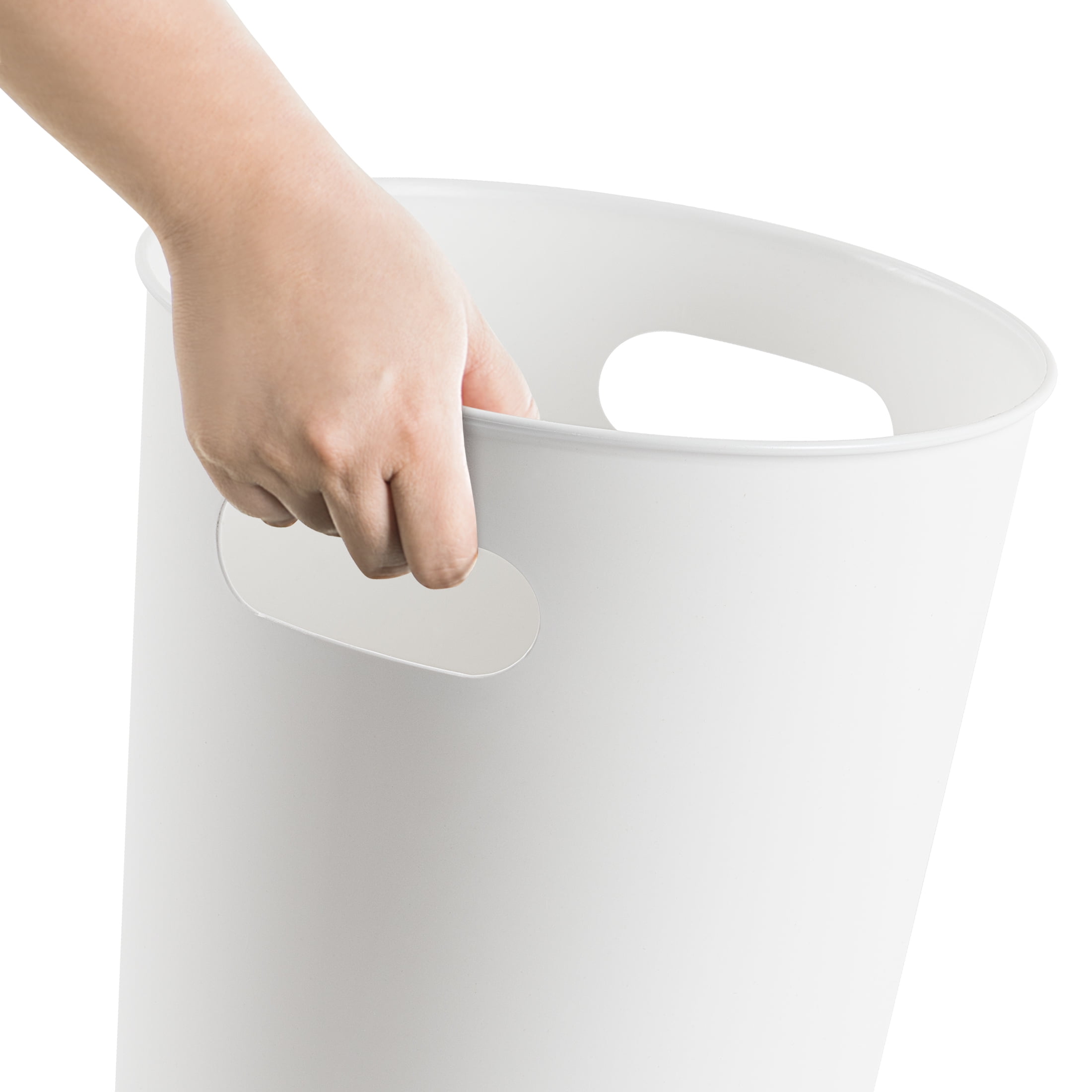 Mainstays Basic White Plastic Bathroom Trash Can 2.64 Gallon