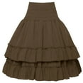 thumbnail image 4 of Sngxgn Skirts for Women Crossover High Waisted Ruffle Layered Skort Skirts(Brown,S), 4 of 8