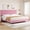 Pink-King, variant on Twin Size Platform Bed Frame with Upholstered Headboard, Linen Fabric Upholstered Bed Frame with Adjustable Headboard, Wood Slat Support and Strong Metal Bed Frame, Noise Free, Grey (Twin)