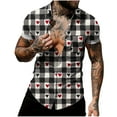 thumbnail image 4 of biudgviw Men's Valentines Day Shirt Lapel Button Down Graphic Tees Fitness Muscle Short Sleeve Top Heart Print Festival Outfits with Pocket, 4 of 6