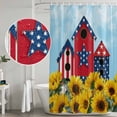 thumbnail image 4 of Shower Curtain Bathroom Set Farm Yellow Sunflower Leaves Waterproof Fabric Shower Curtains with Grommets&Hooks, Farmhouse Barn Stars Privacy Bath Curtain for Bathtub 72x72in, 4 of 9