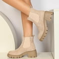 thumbnail image 7 of UngA Womens Fashion Boots Women's Ankle Boots - Slouchy Fashion Low Calf Flat Booties Comfortable Round Toe Beige,6.5, 7 of 7