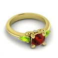thumbnail image 3 of 2.50 Carat Elegant Round Cut Garnet & Peridot Gemstone Three Stone Wedding Ring for her Solid 14K Yellow Gold Size 4 by Diamond-Capitals, 3 of 8
