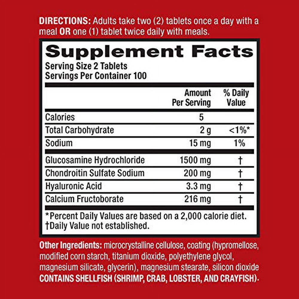 Glucosamine & Chondroitin Advanced Joint Health Supplement Tablets, Move Free (200 count in a bottle), Supports Mobility, Flexibility, Strength, Lubrication and Comfort