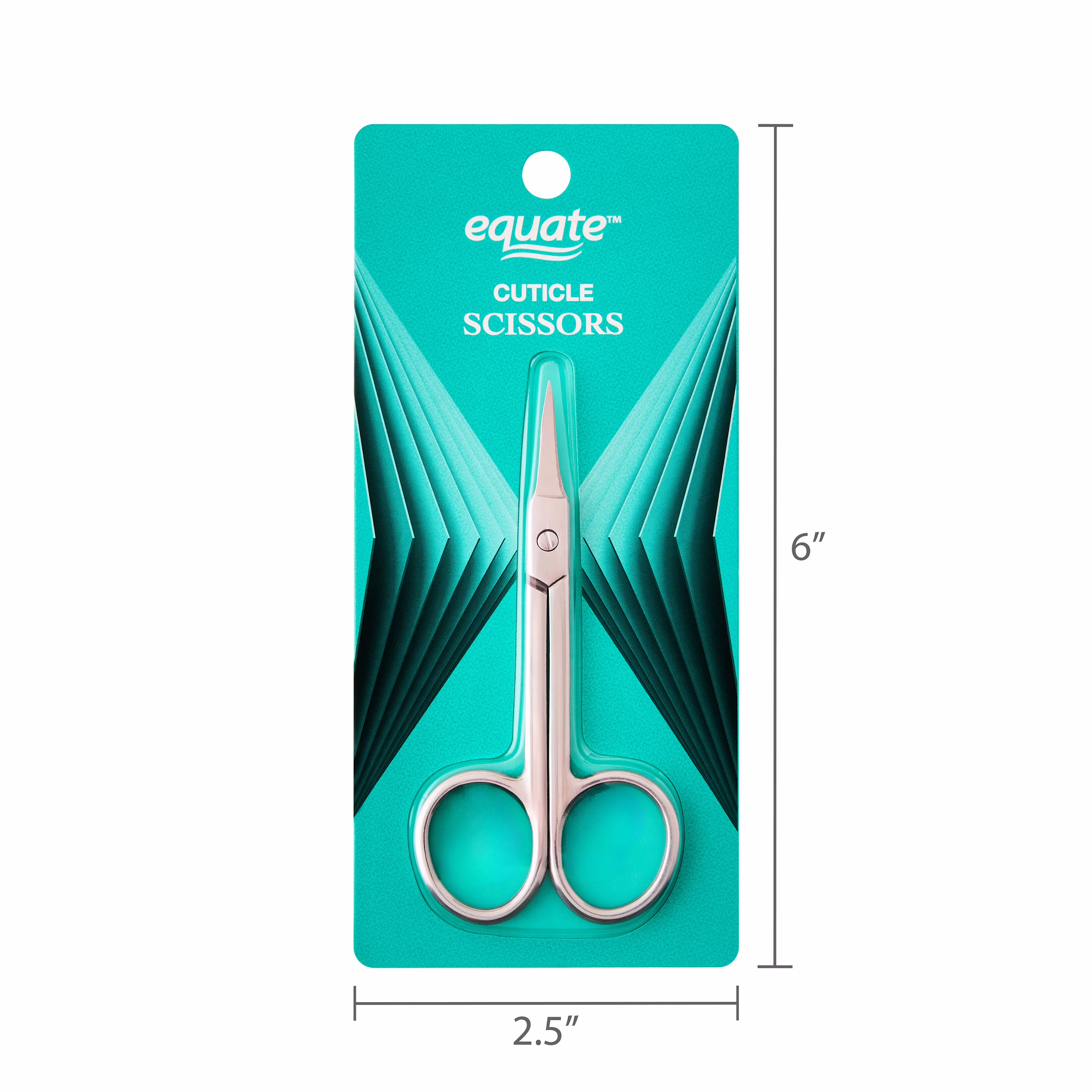 Equate Precision Metal Cuticle Scissors, Curved Sharp Blades for Nail and Eyebrow Trimming, 1 Count