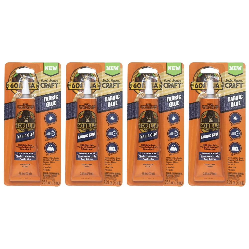Gorilla Fabric Glue High Strength Adhesive Waterproof Clear, 2.5 fl oz