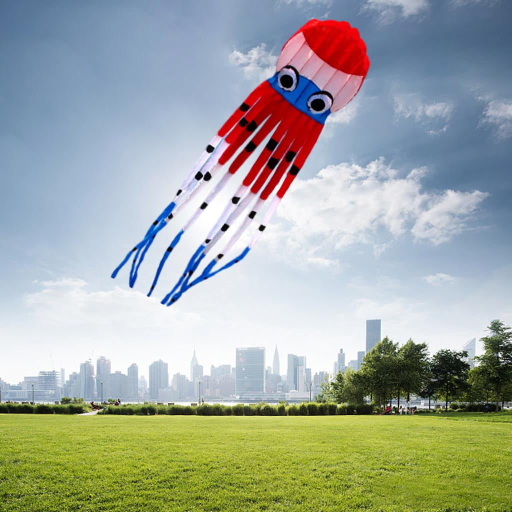DimyFew 3D Soft Octopus Kite Animal Outdoor Windsock Soft Kite Easy To Fly Children Toys Red