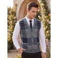 thumbnail image 5 of INSPIRE CHIC Men's Classic Sleeveless V-Neck Button Argyle Knitwear Sweater Cardigan Vest XL Light Gray, 5 of 6
