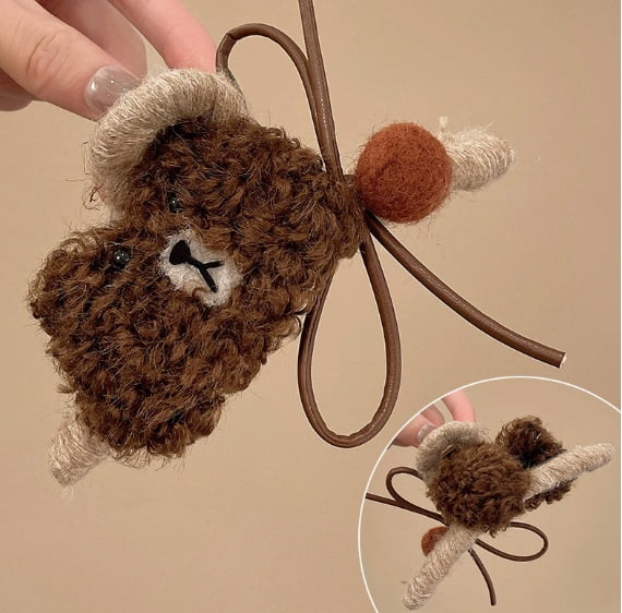 1 piece of niche design cute plush bear large size hair clip for women back of head hair clip high-end shark clip