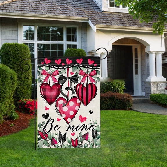 colorlife Valentines Day Rose Flowers Garden Flag 12 x 18 Inch Double Sided, Floral Love Hearts Welcome Yard Outdoor Flag