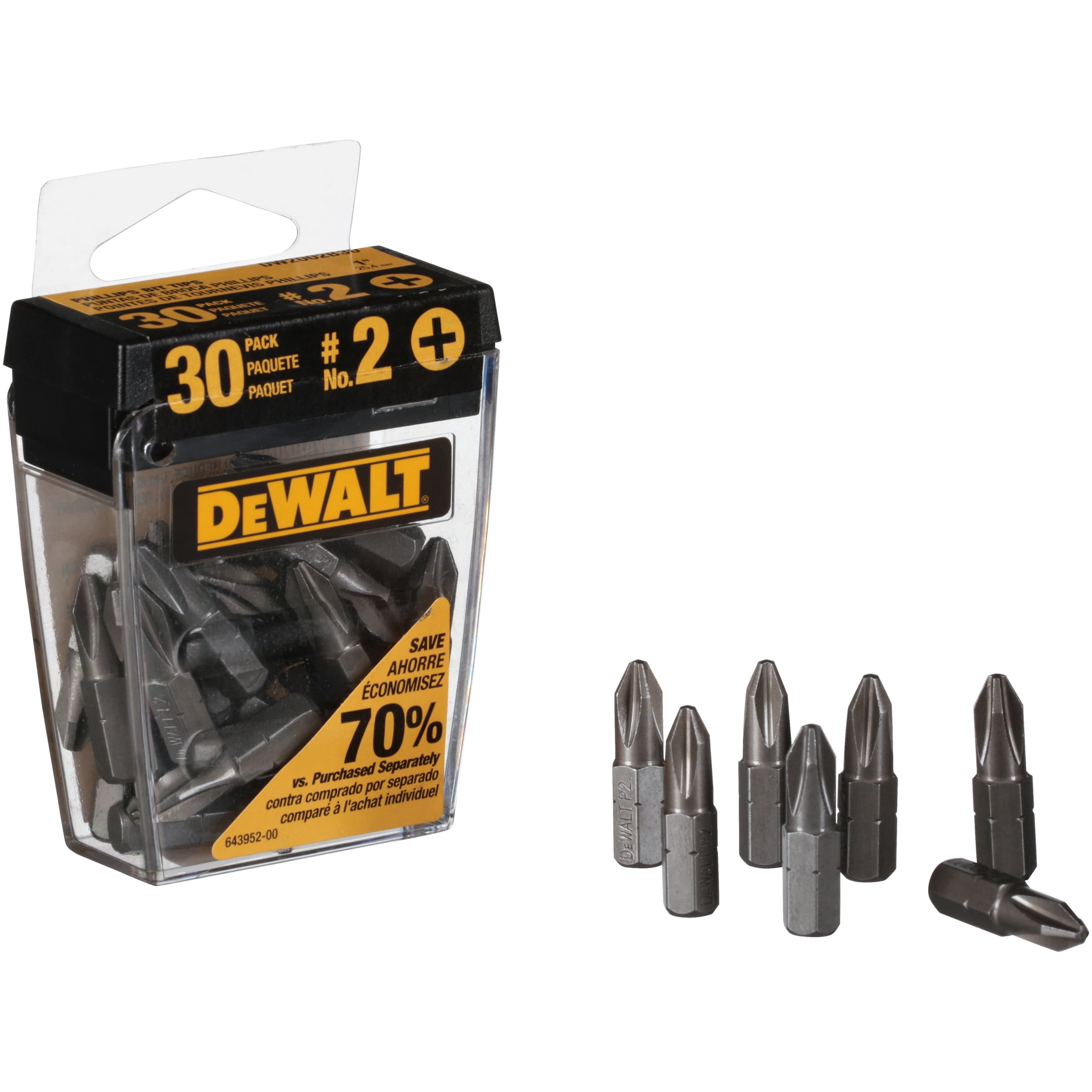 Power Drill Bits Tips Shock Resistant DW2002B30 30 DEWALT 2 Phillips Head 1 in