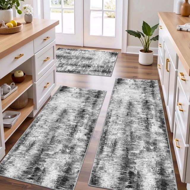 Tritard Upgrade Non Slip Kitchen Rugs Sets of 3 W