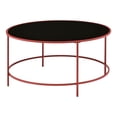thumbnail image 1 of Furniture of America Rockbel Table Basse Ronde Contemporaine avec Dessus en Verre, Rouge, 1 of 5