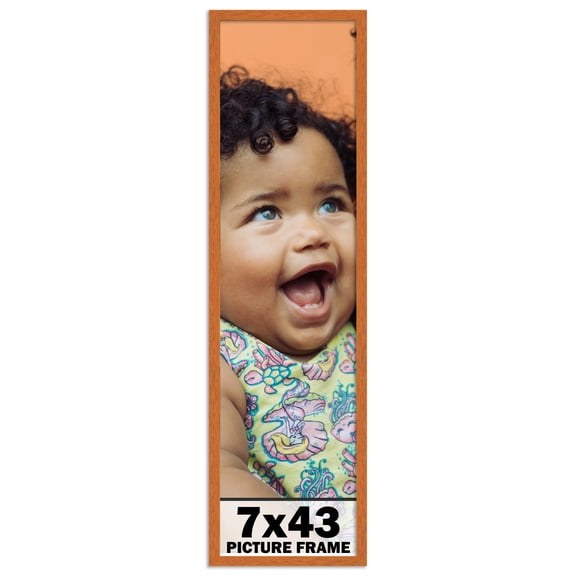7x43 Frame Honey Pecan Brown Picture Frame - Modern Photo Frame Includes UV Acrylic Shatter Guard