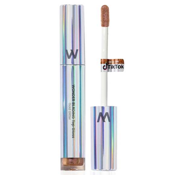 Wonderskin Brillant à Lèvres - Wonderskin Top Gloss, Paillettes Dorées, Hydratant et Finition Haute Brillance Maquillage à Lèvres (Paillettes Dorées)