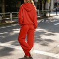 thumbnail image 6 of vdgthytj Womens Sweatsuits 2 Piece Set Full Zip Drawstring Hooded Jackets Wide Leg Pants Fall Winter Athleisure Tracksuits(X-Large,Red), 6 of 7