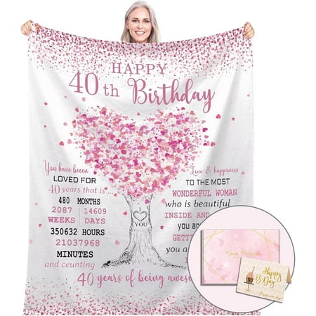 ZHIMEI-40th Birthday Gifts Women Blanket 50 x60 Gifts for 40th Birthday Women Unique 40th Bday Gifts Women Funny 40 Birthday Gift Ideas Happy 40th Birthday Gifts 1984 Birthday Gifts for 40 Year