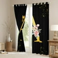 thumbnail image 3 of Homewish Initial A Letter Curtains Pack of 2 (42x84 Each), Butterfly Rose Floral Curtains Blackout, Black Gold Sequin Print Bedroom Curtains, Curtains and Drapes Decor, 3 of 6