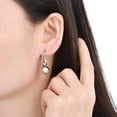 thumbnail image 7 of Natural Lapis/Rose Quartz/Black Onyx/ Agate Stones Dangle Drop Hoop Earrings for Women,Stainless Steel Split Double Hoops Earring,14K Gold Plated Wire Threader Earrings, 7 of 7