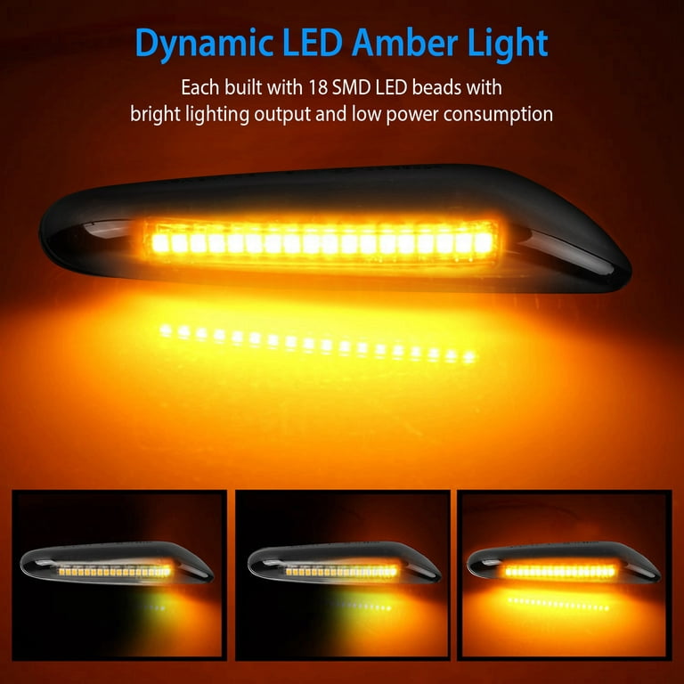 iNova Side Marker Turn Signal Light Dynamic Amber LED Blinker for BMW 1 3 5  Series E60 E61 E90 E91 E81 E82 E83 E84 E87 E88 E92 E93 E46 